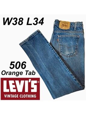 LEVI’s Vintage 506 Orange Tab Straight Leg Rare 4-Pocket Men’s Jeans (W38 L34)
